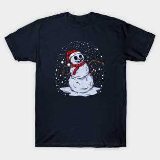 Creepy Christmas Snowman Illustration T-Shirt
